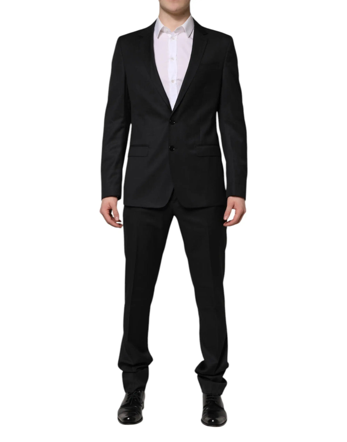 Costume deux pièces dolce & gabbana martini gris foncé avec coupe moderne et boutonnière à deux boutons