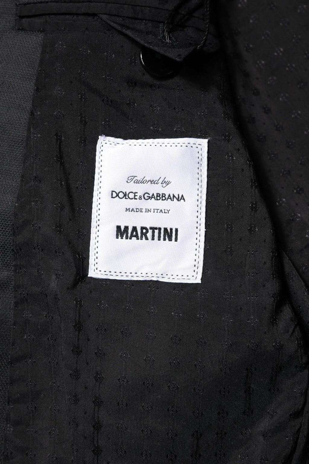 Manteau en tissu texturé noir avec étiquette tailleur par dolce & gabbana made in italy martini pour costume martini gris foncé