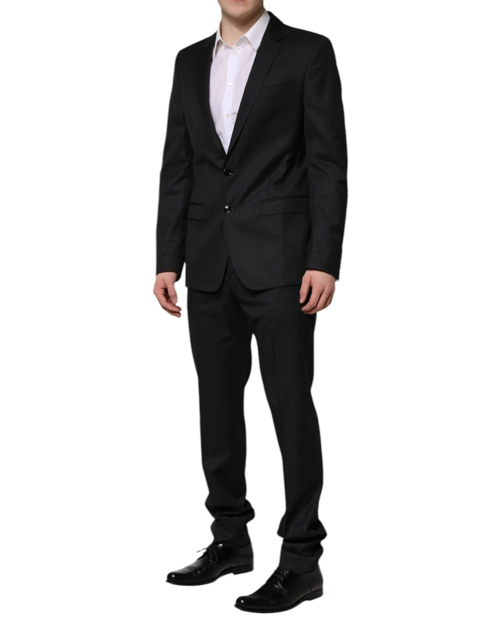 Costume deux pièces dolce & gabbana martini gris foncé avec coupe moderne cintrée et fermeture à deux boutons