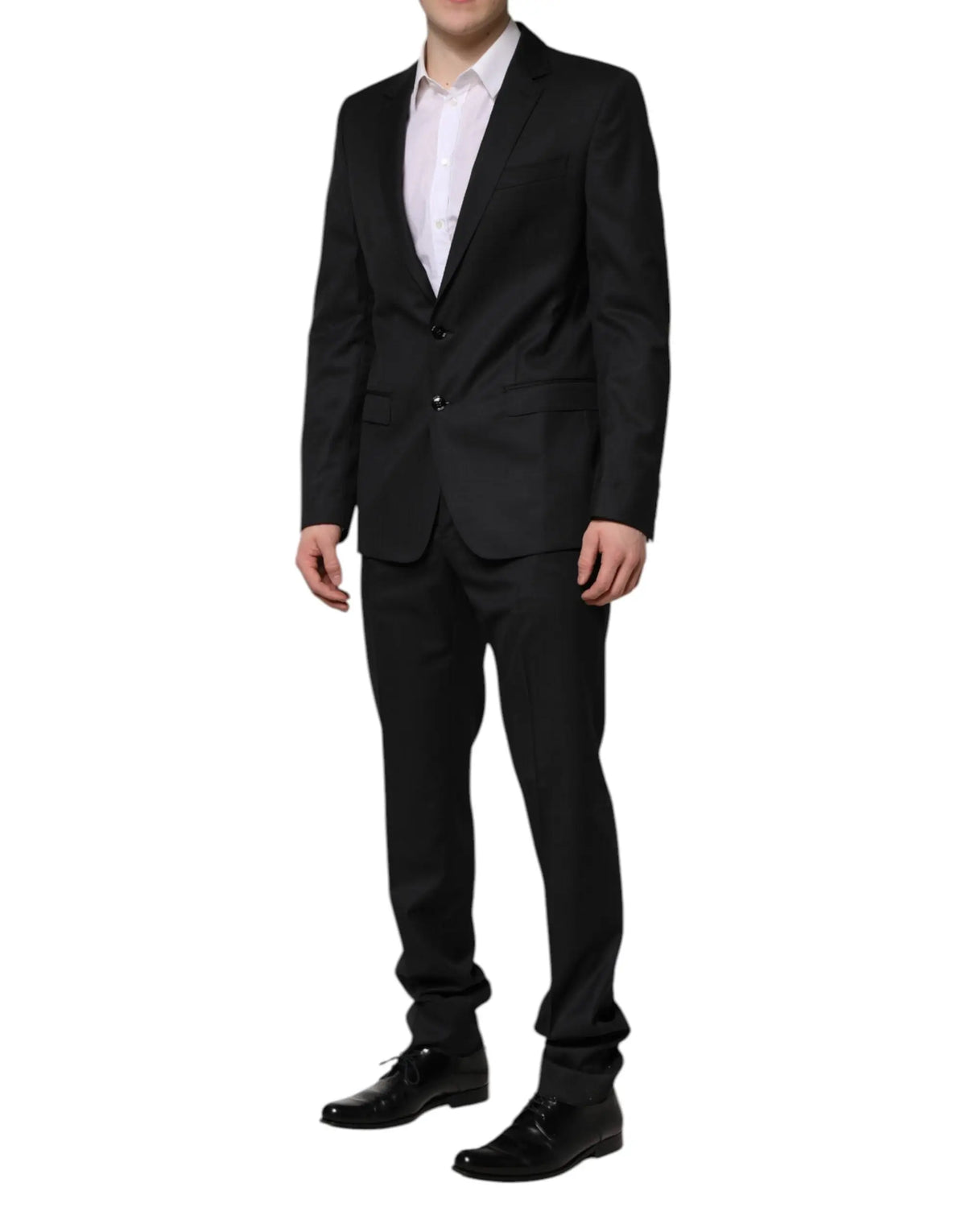 Costume deux pièces dolce & gabbana martini gris foncé avec coupe moderne cintrée et fermeture à deux boutons