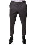 Pantalon de costume gris foncé dolce & gabbana avec coupe moderne et plis subtils à la taille