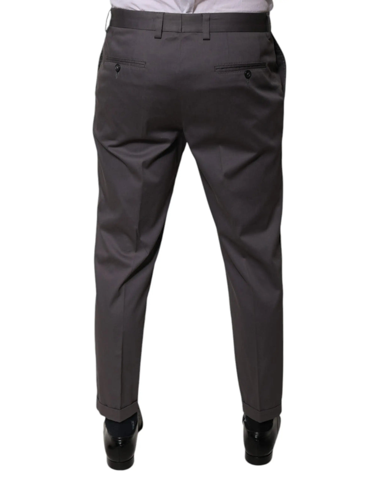 Pantalon habillé dolce gabbana gris foncé à taille mi-haute avec coupe ajustée et plis subtils