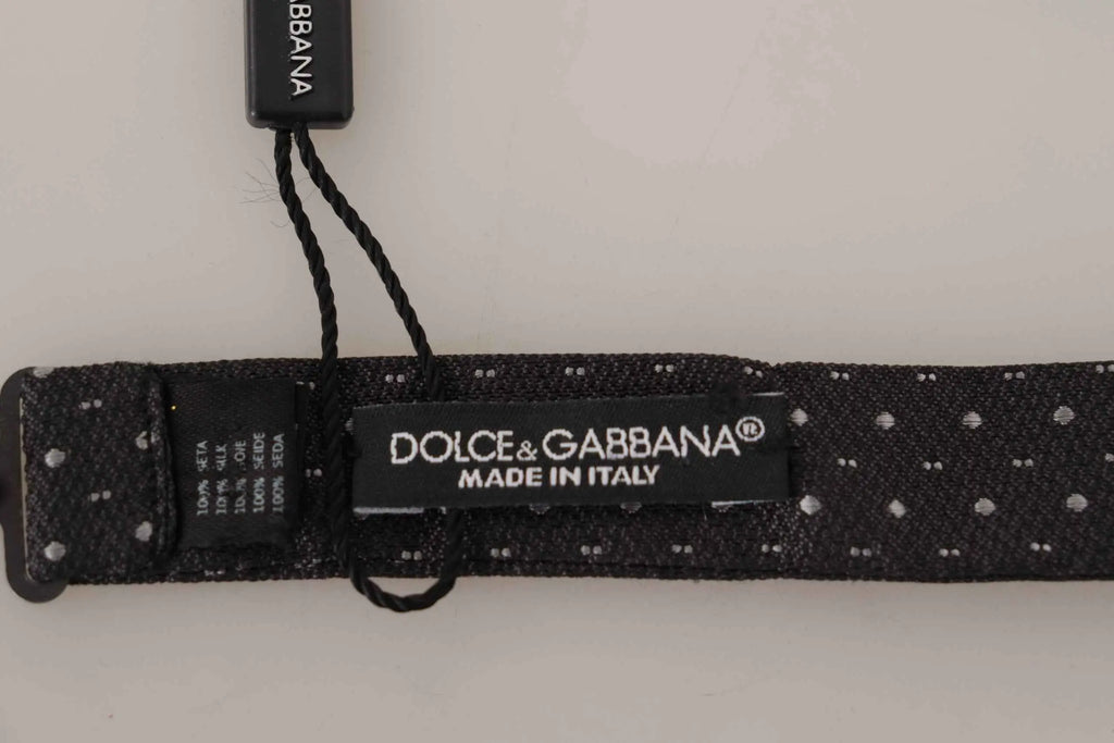 Cravate dolce & gabbana noire en soie à pois argentés subtils pour homme élégante et raffinée