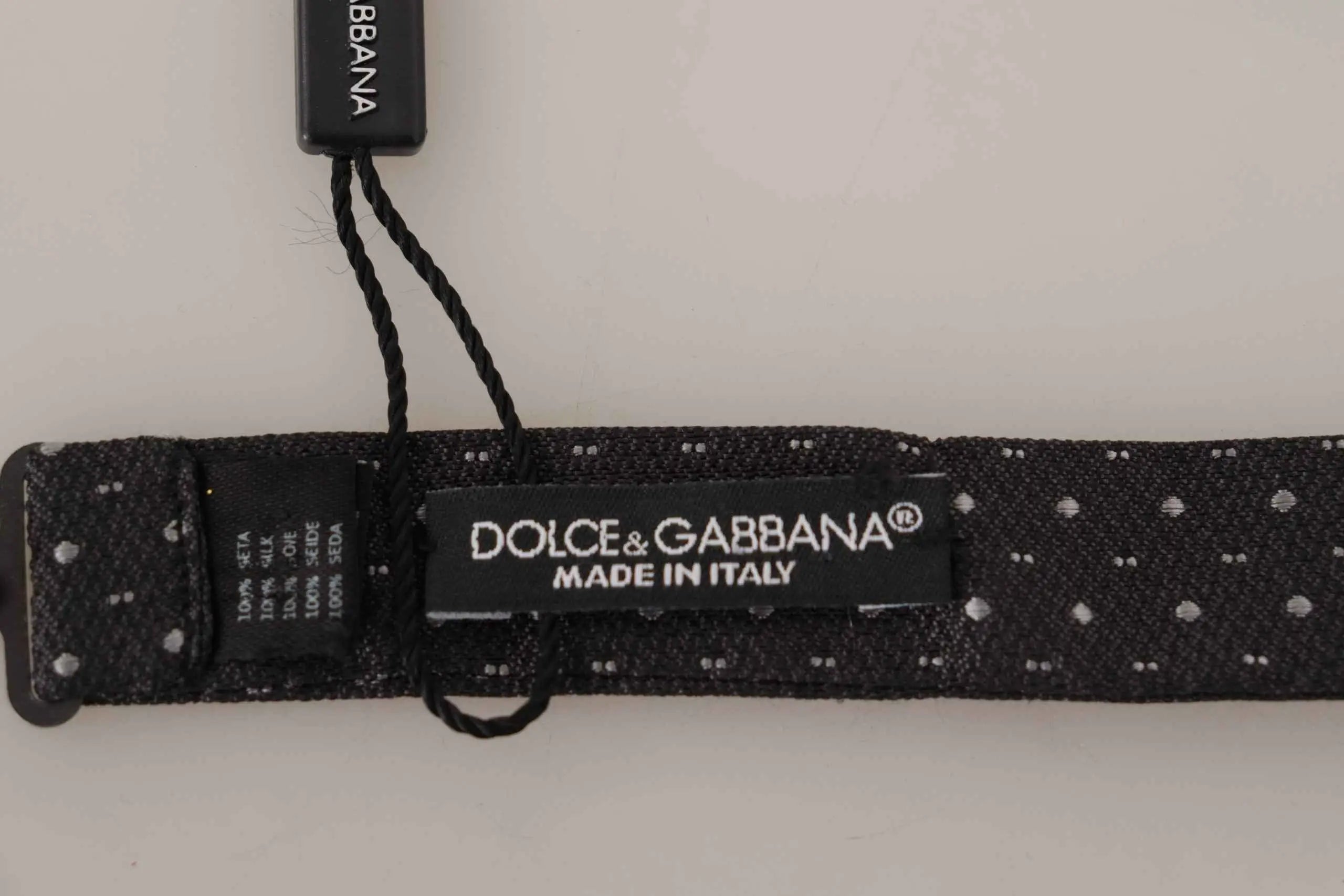 Cravate dolce & gabbana noire en soie à pois argentés subtils pour homme élégante et raffinée