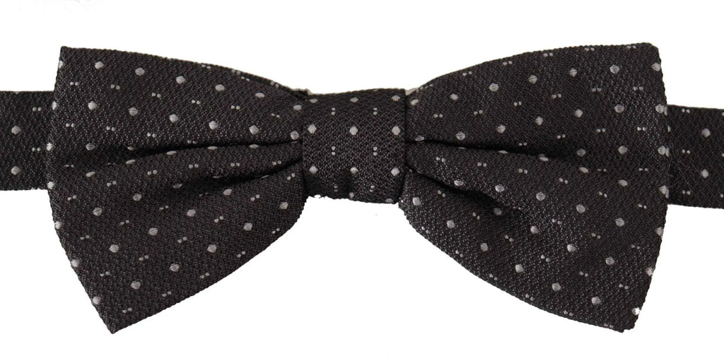 Noeud papillon dolce & gabbana noir à pois blancs subtils en soie 100 % pour un style élégant