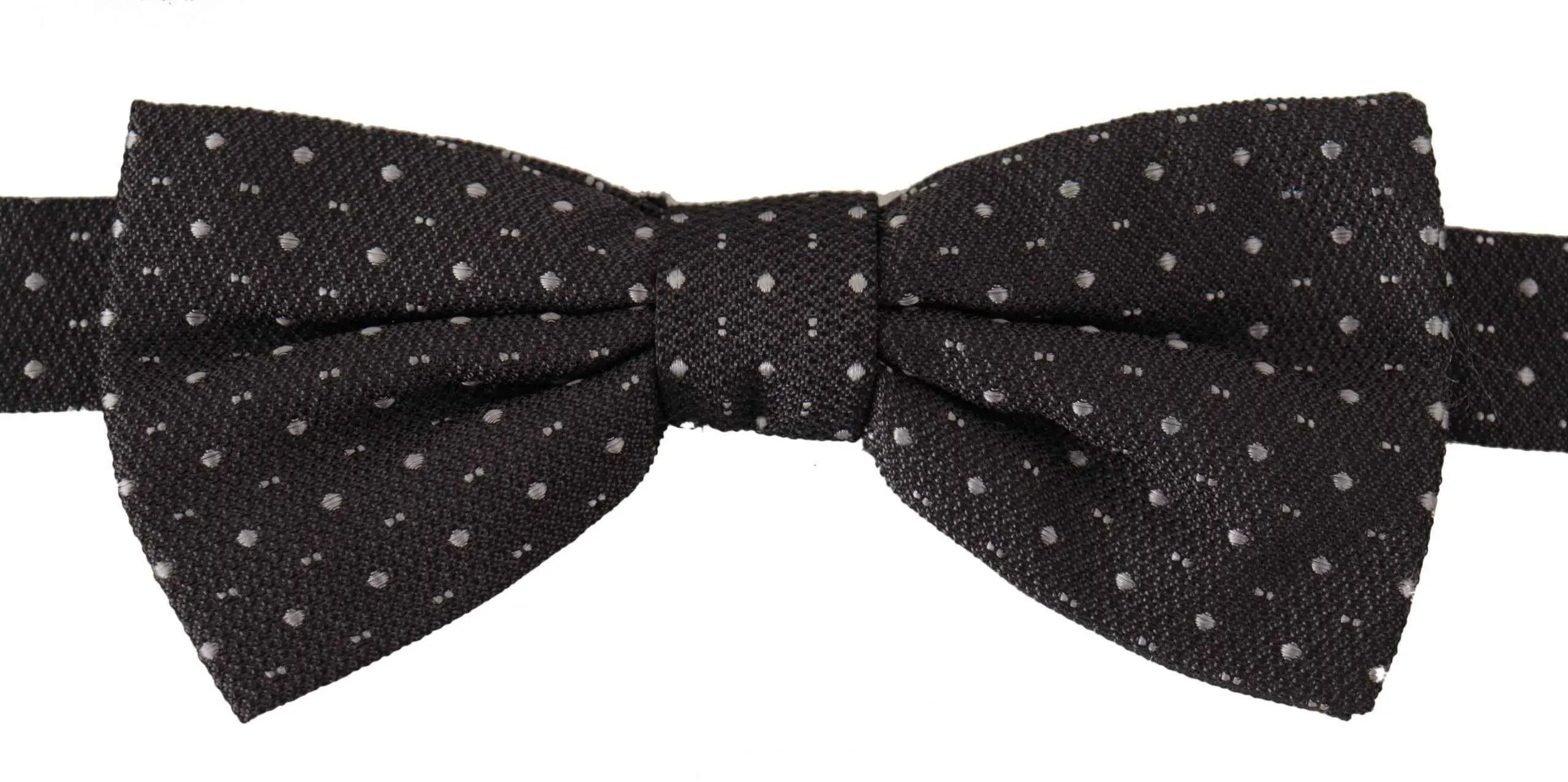 Noeud papillon dolce & gabbana noir à pois blancs subtils en soie 100 % pour un style élégant