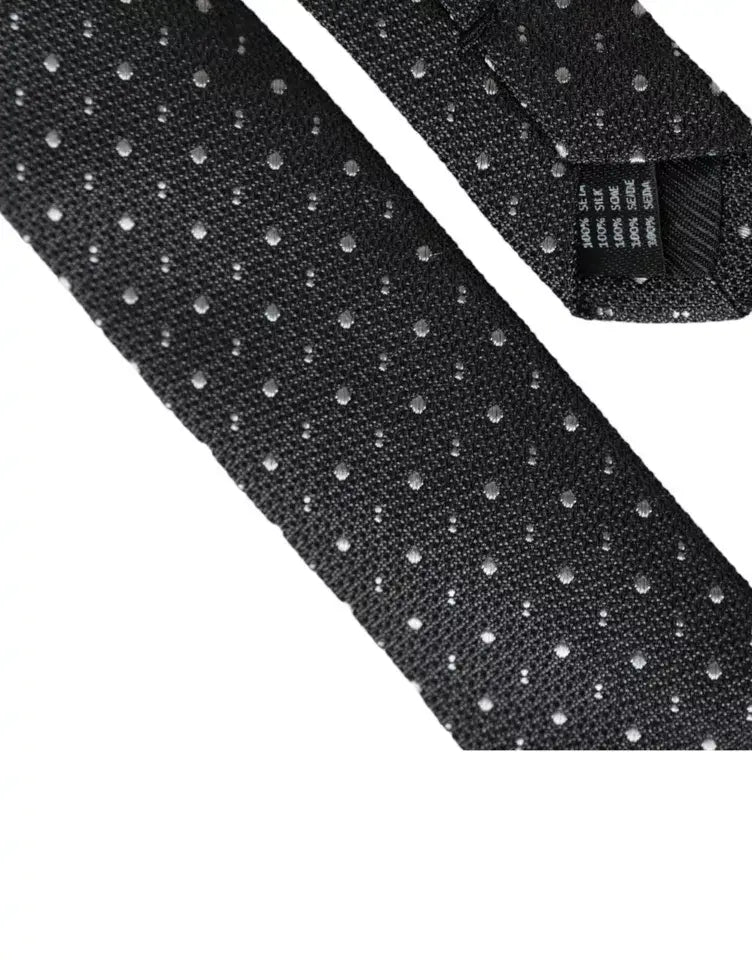 Cravate homme dolce & gabbana en soie gris foncé à pois argentés réglable élégante et discrète