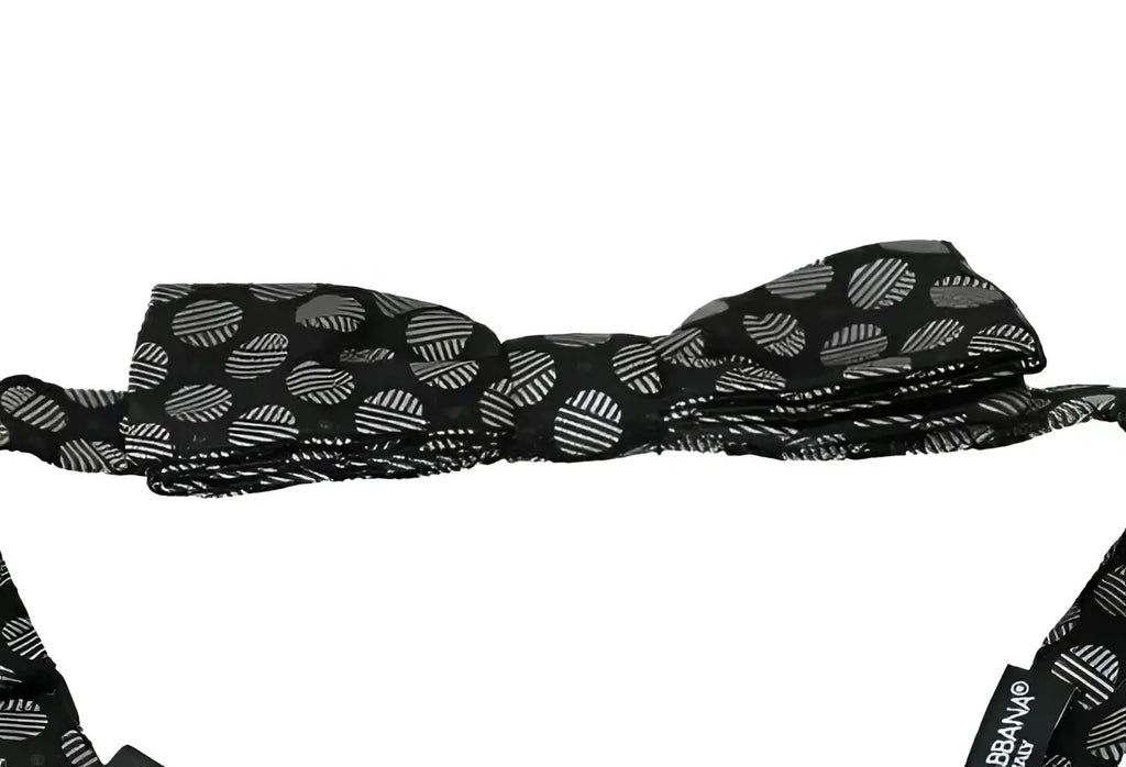 Noeud papillon dolce & gabbana en soie gris foncé avec motif de cercles rayés gris pour homme