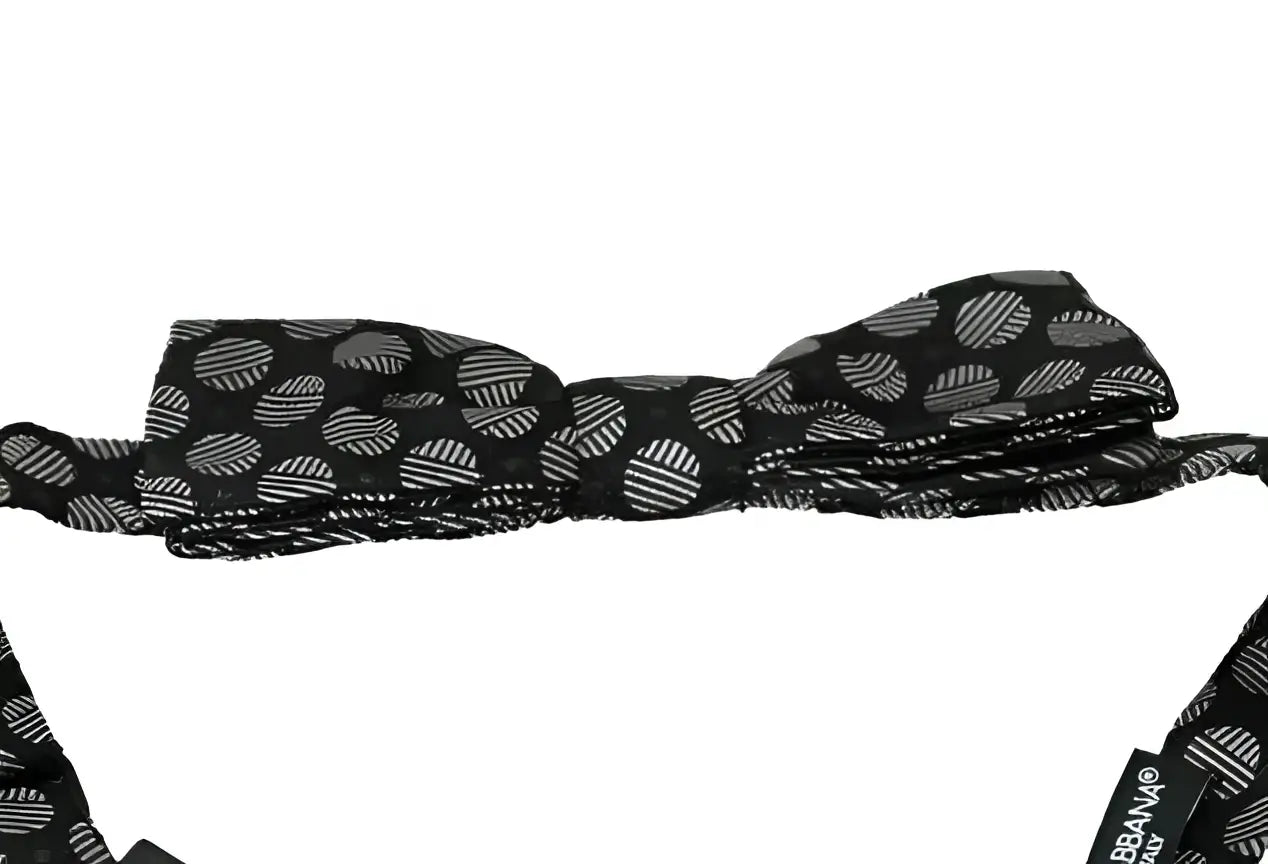 Noeud papillon dolce & gabbana en soie gris foncé avec motif de cercles rayés gris pour homme