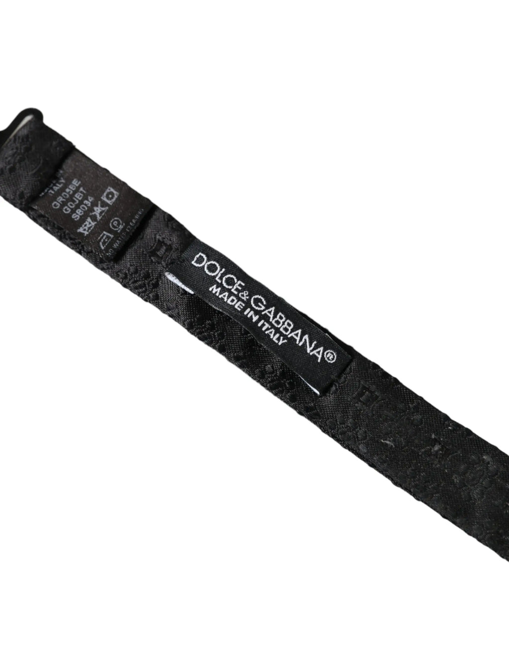 Ceinture en dentelle noire dolce & gabbana fabriquée en italie avec nœud papillon pour homme en soie gris foncé ajustable