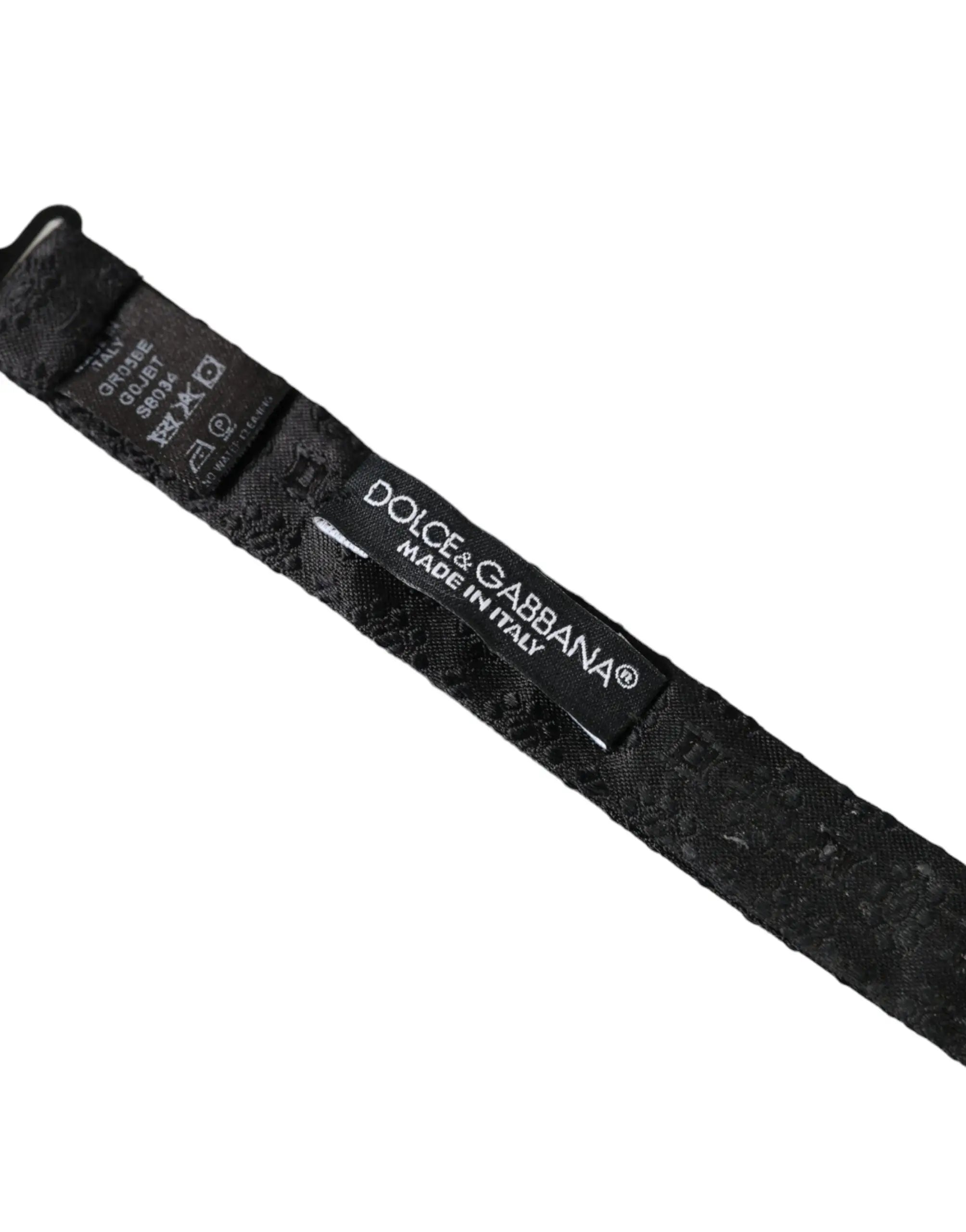 Ceinture en dentelle noire dolce & gabbana fabriquée en italie avec nœud papillon pour homme en soie gris foncé ajustable