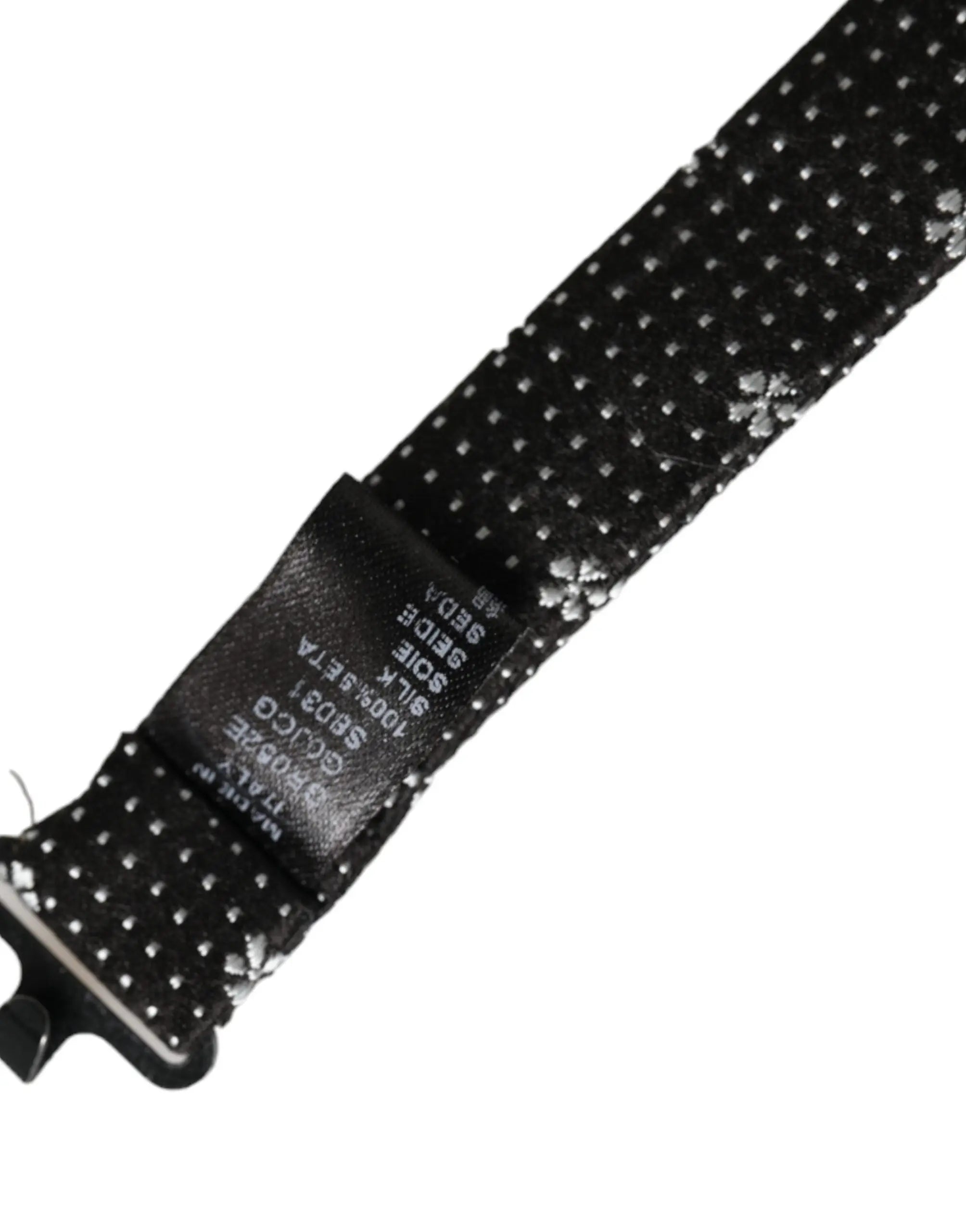 Cravate en soie noire dolce & gabbana avec motif floral blanc subtil et pois, ajustable pour homme