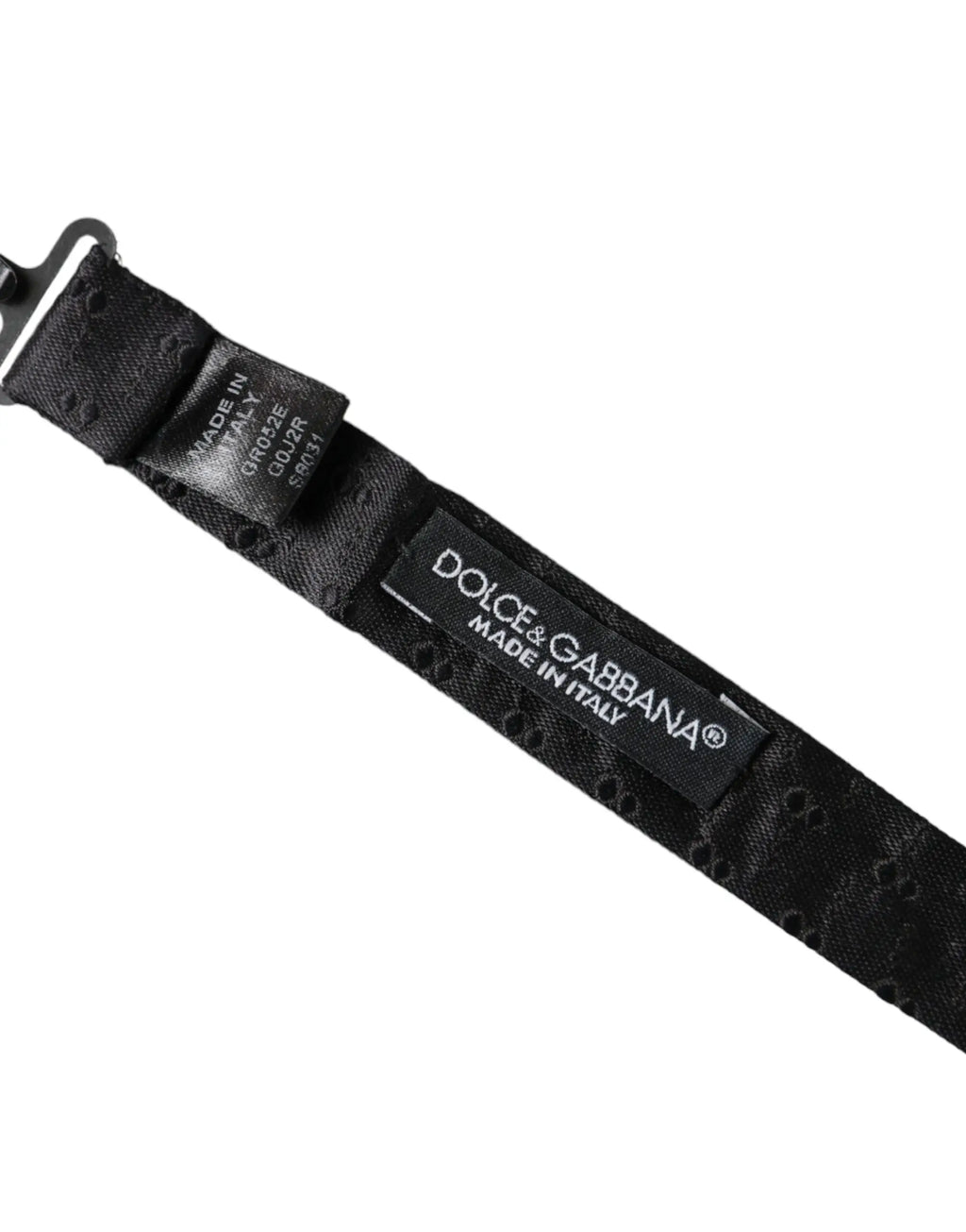 Bracelet noir dolce gabbana avec motif logo discret en répétition pour nœud papillon homme en soie gris foncé ajustable