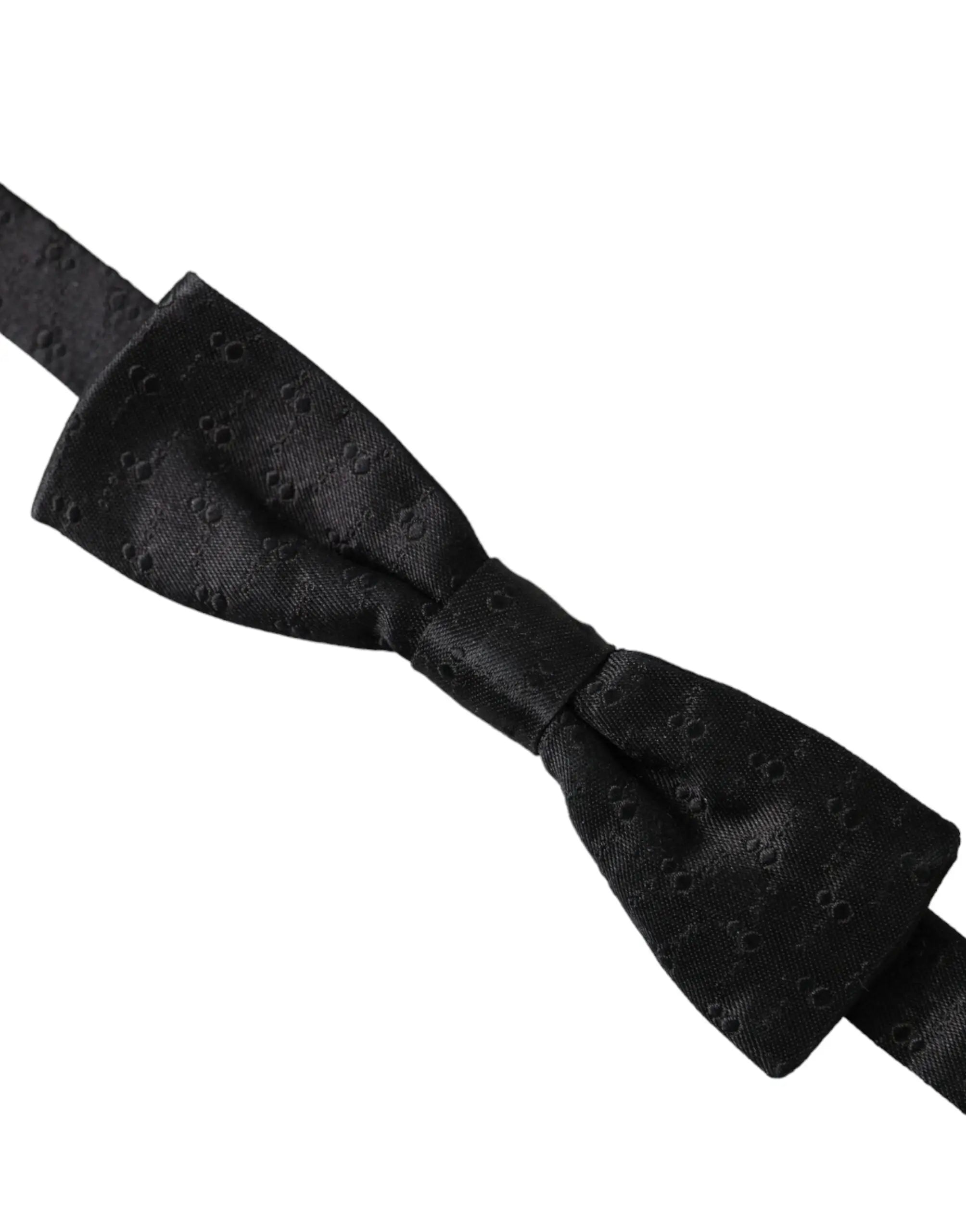 Noeud papillon homme dolce gabbana en soie gris foncé avec motif texturé ajustable