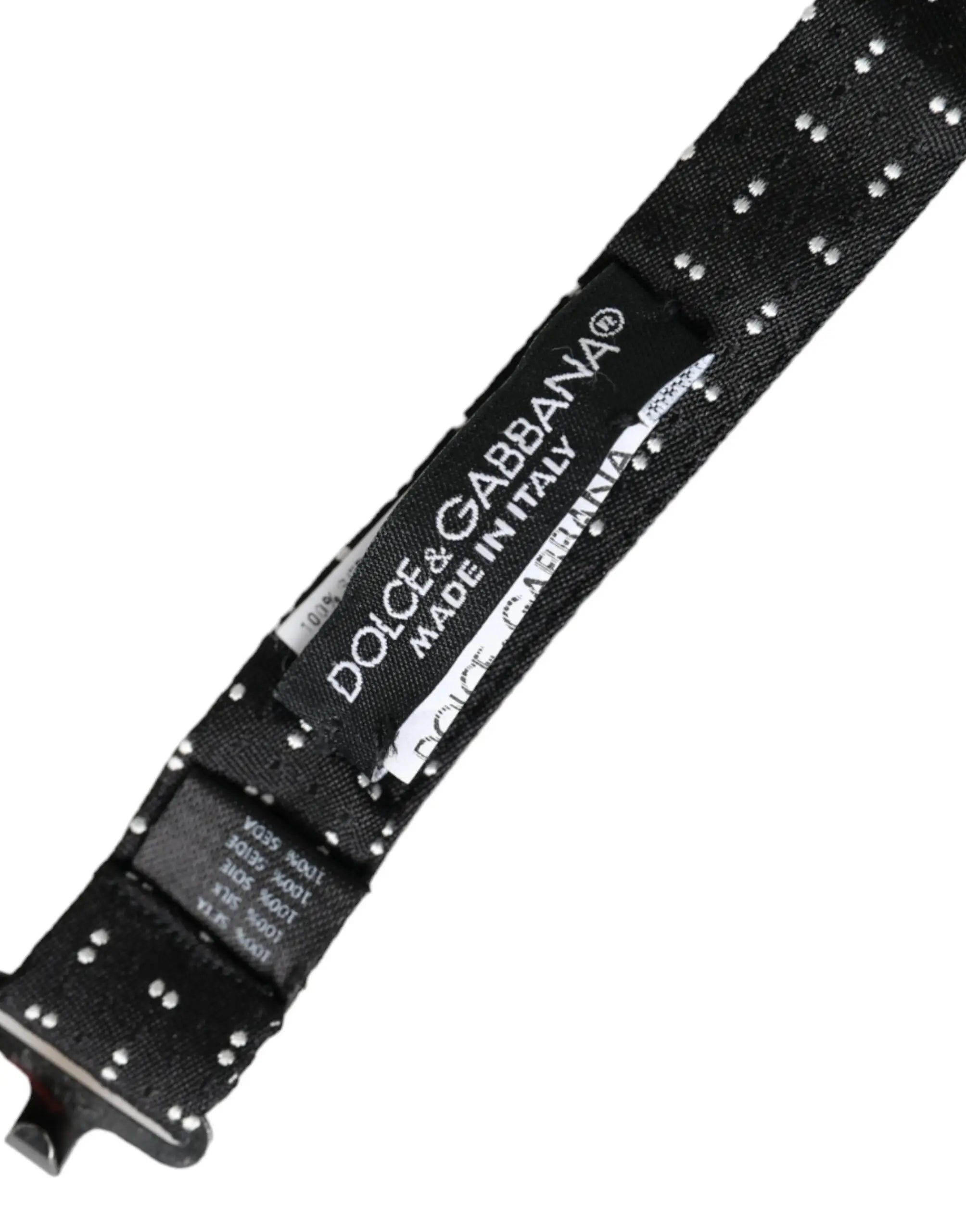 Cravate noire dolce gabana en soie avec clous argentés ajustable pour homme papillon