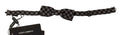 Noeud papillon homme en soie gris foncé dolce gabbana à motifs circulaires légers avec étiquette de marque