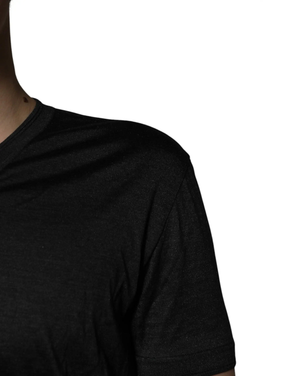 Dolce & gabbana t-shirt noir à manches courtes en tissu légèrement texturé léger en coton
