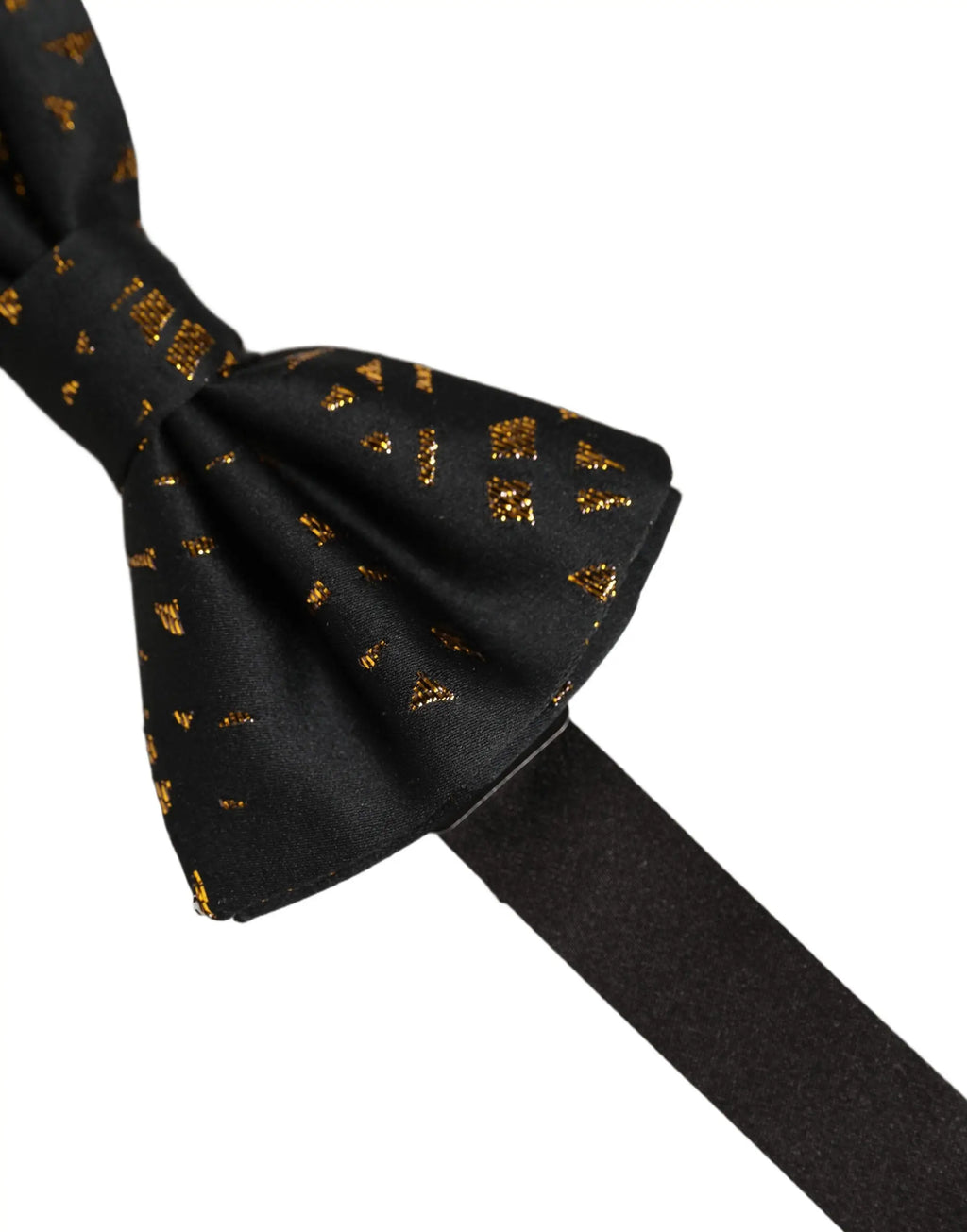 Dolce & gabbana nœud papillon ajustable en gris foncé avec motif tacheté et nœud noir à motif géométrique doré subtil