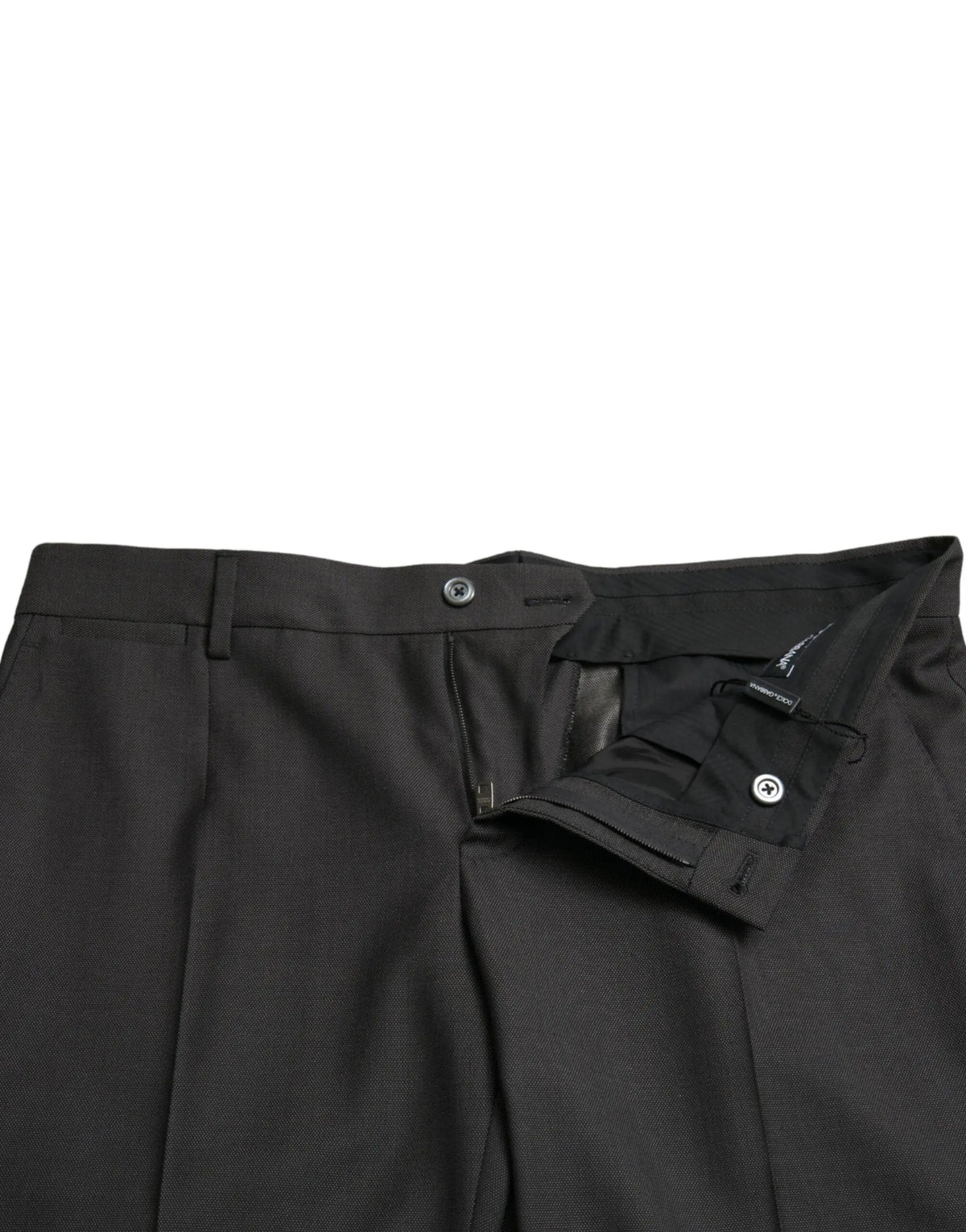 Pantalon slim formel extensible gris foncé dolce & gabbana avec design structuré et plis subtils