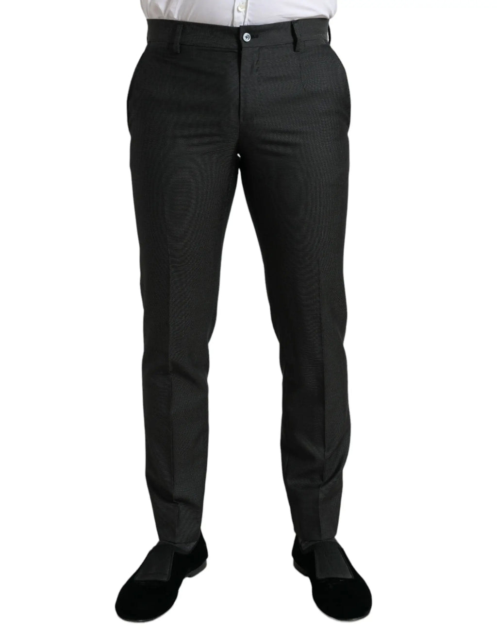 Pantalon formel slim stretch gris foncé dolce & gabbana avec tissage texturé subtil et coupe classique ajustée