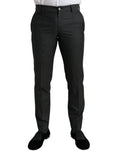 Pantalon formel slim stretch gris foncé dolce & gabbana avec tissage texturé subtil et coupe classique ajustée