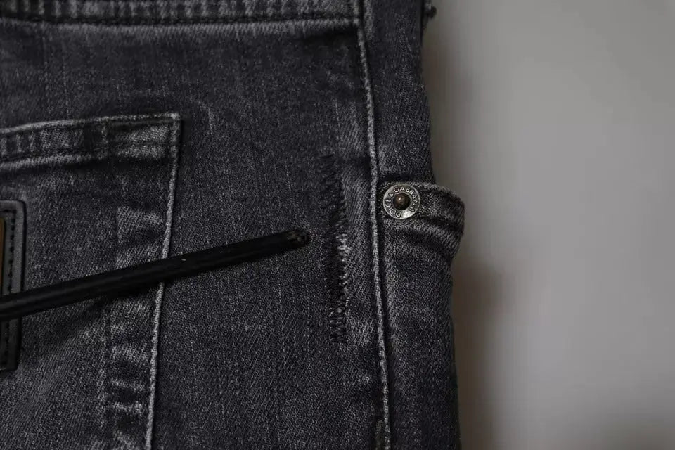 Jeans skinny en denim coton gris foncé dolce & gabbana avec bouton argenté et coutures visibles