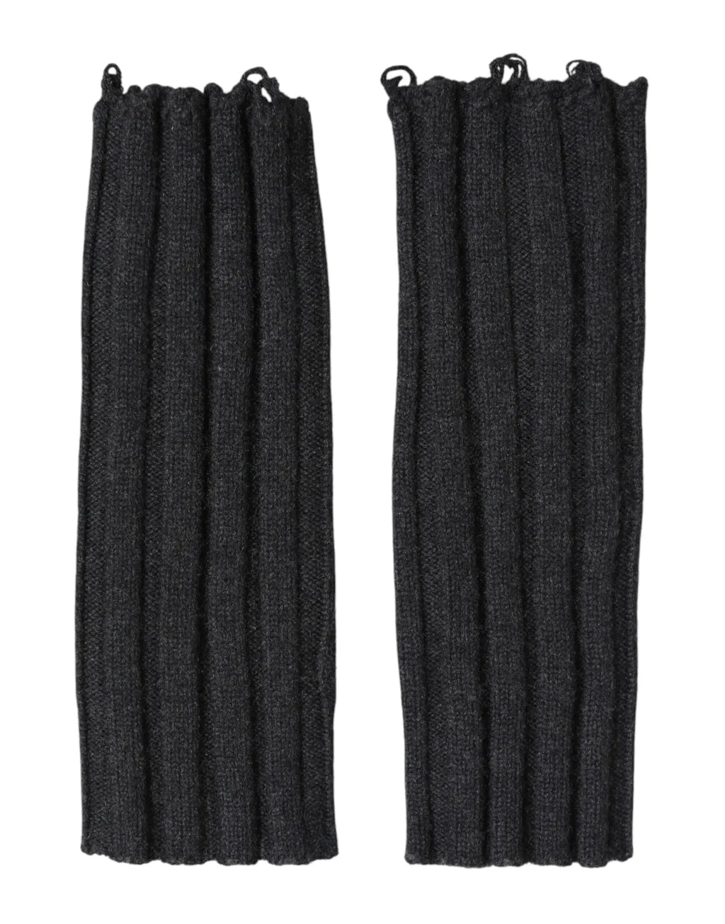 Une paire de gants sans doigts dolce & gabbana en laine vierge gris foncé côtelée avec le haut froncé