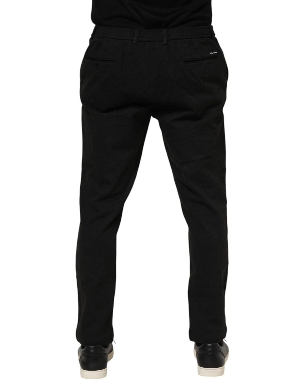 Pantalon homme dolce & gabbana en viscose gris foncé slim avec texture tissée et étiquette au dos sur la poche droite