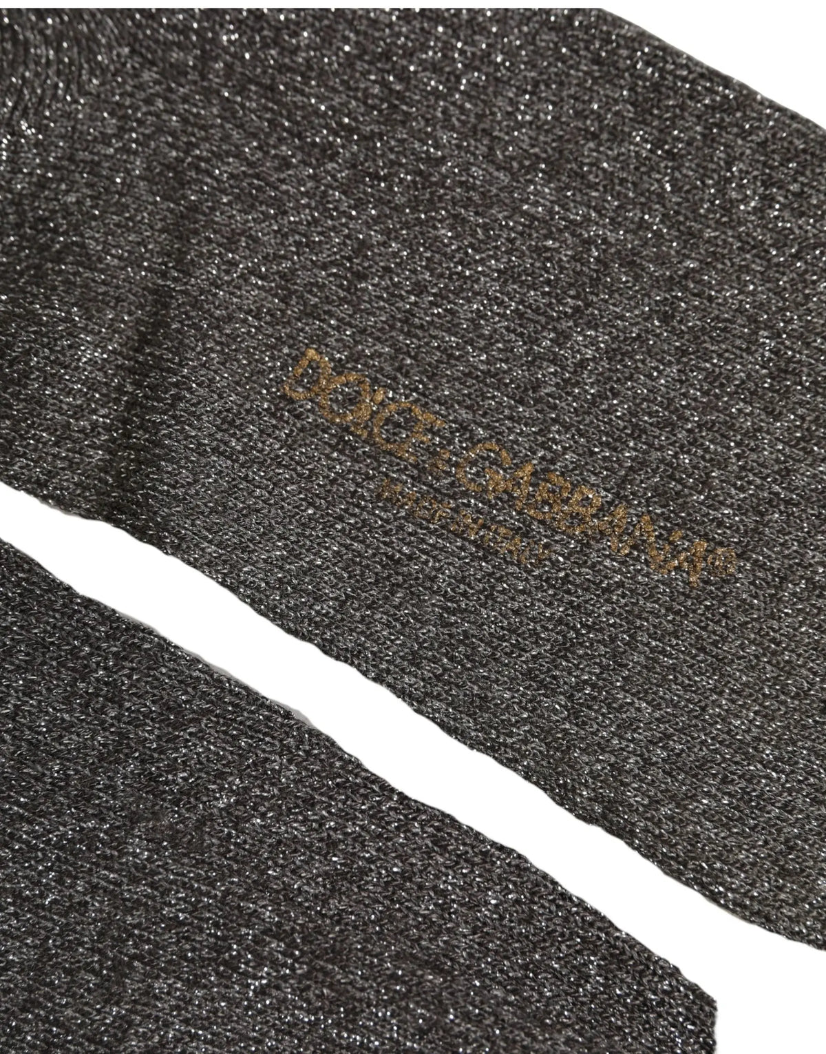 Chaussettes mi-mollet en viscose gris foncé pailleté avec logo dolce & gabbana en fil doré