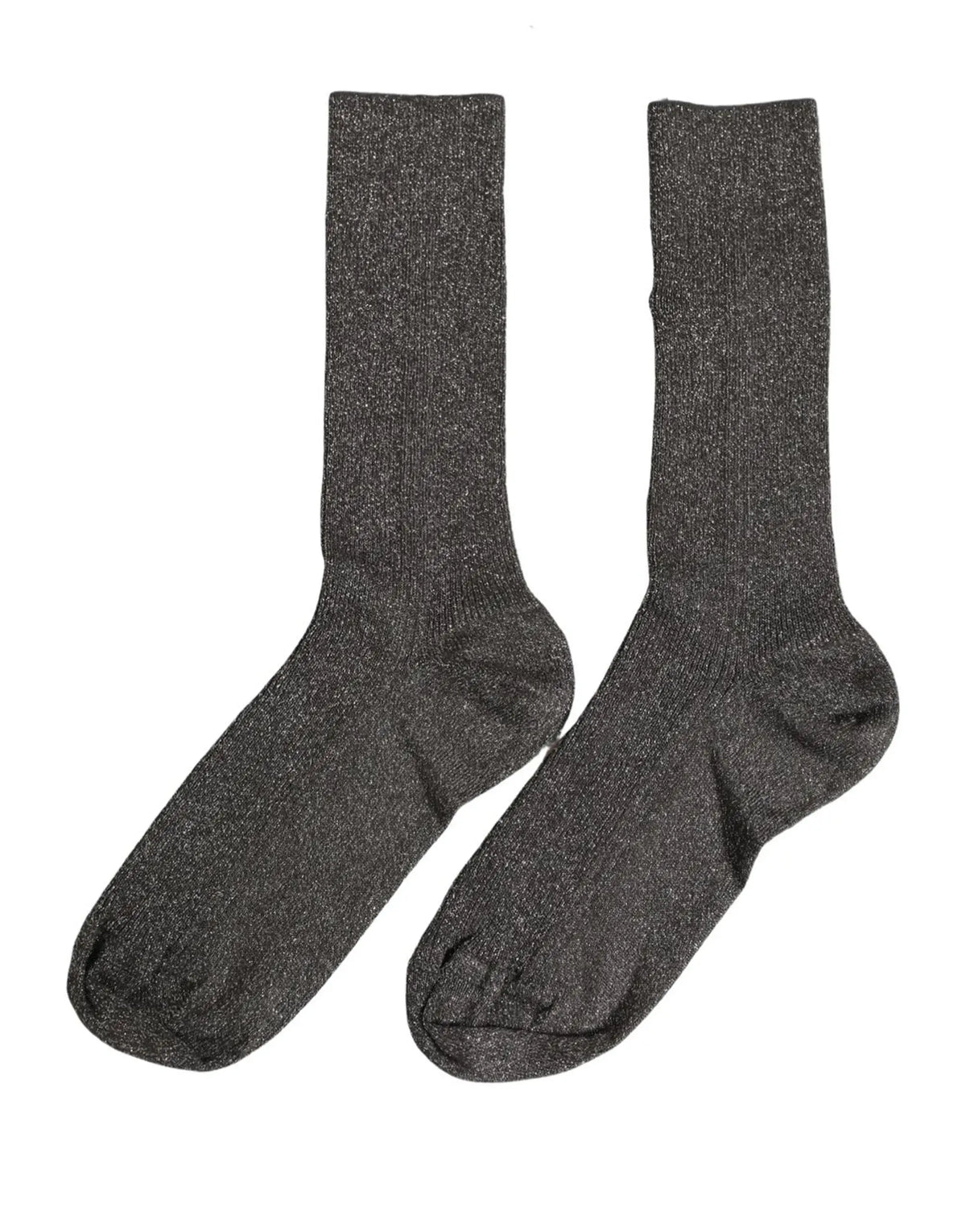 Chaussettes mi-mollet dolce & gabbana en viscose gris foncé métallisé avec texture subtilement scintillante