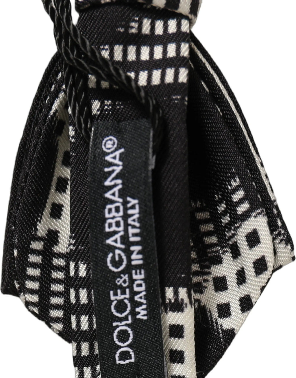 Écharpe en soie noire et blanche à motifs géométriques dolce & gabbana fabriquée en italie