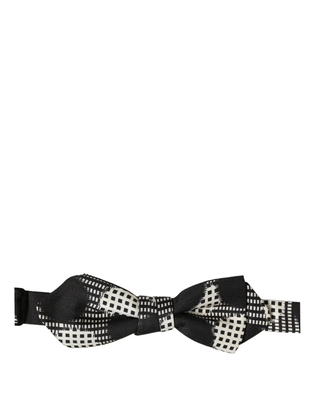 Noeud papillon dolce & gabbana gris foncé à carreaux blancs et noirs avec design patchwork moderne ajustable