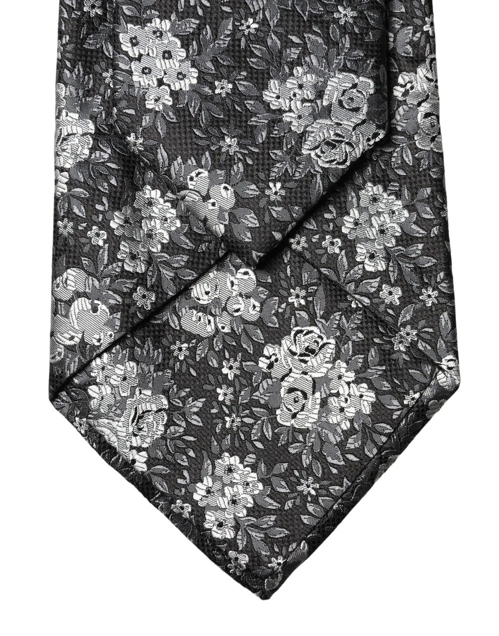 Cravate pour femme en soie dolce & gabbana gris foncé avec motif floral blanc et gris clair réglable