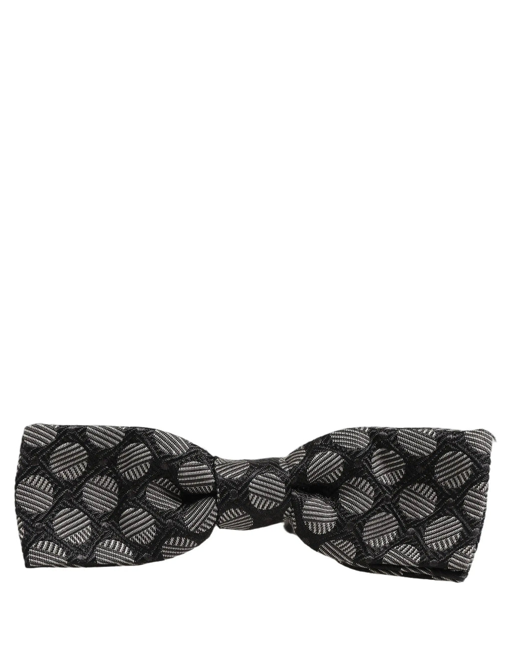 Noeud papillon ajustable dolce & gabbana en soie gris foncé avec motif géométrique blanc en fil argenté