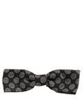 Noeud papillon ajustable dolce & gabbana en soie gris foncé avec motif géométrique blanc en fil argenté