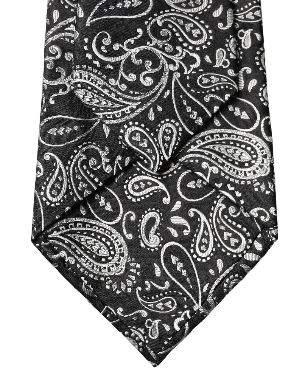 Dolce & gabbana cravate femme en soie gris foncé avec motif cachemire blanc ajustable