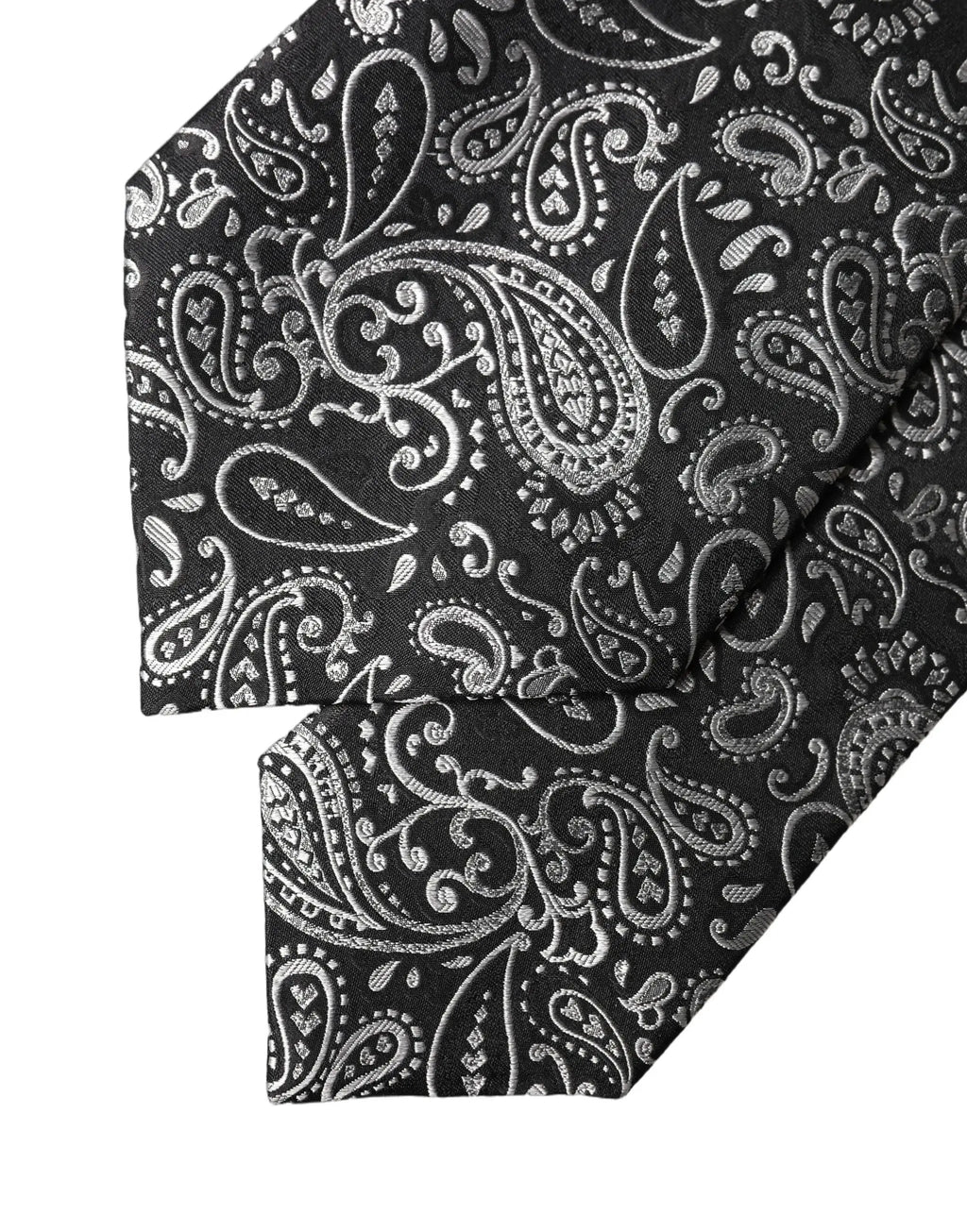 Cravate pour femme dolce & gabbana en soie gris foncé avec motif cachemire blanc ajustable