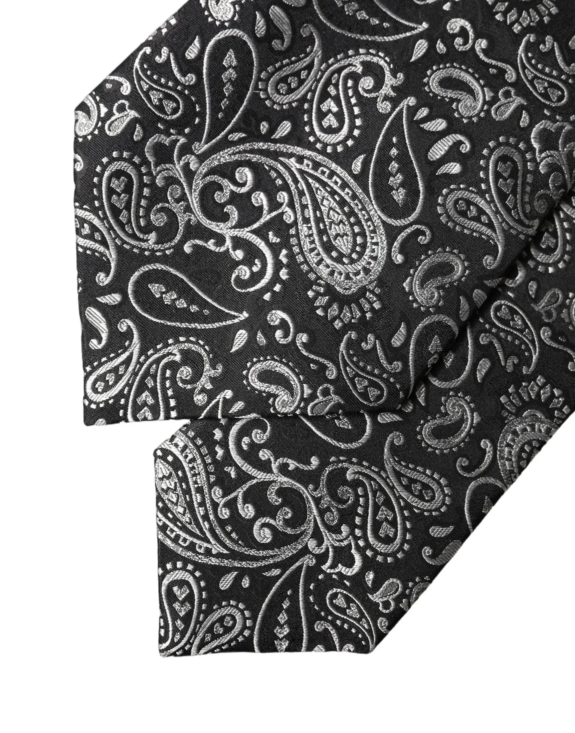 Cravate pour femme dolce & gabbana en soie gris foncé avec motif cachemire blanc ajustable