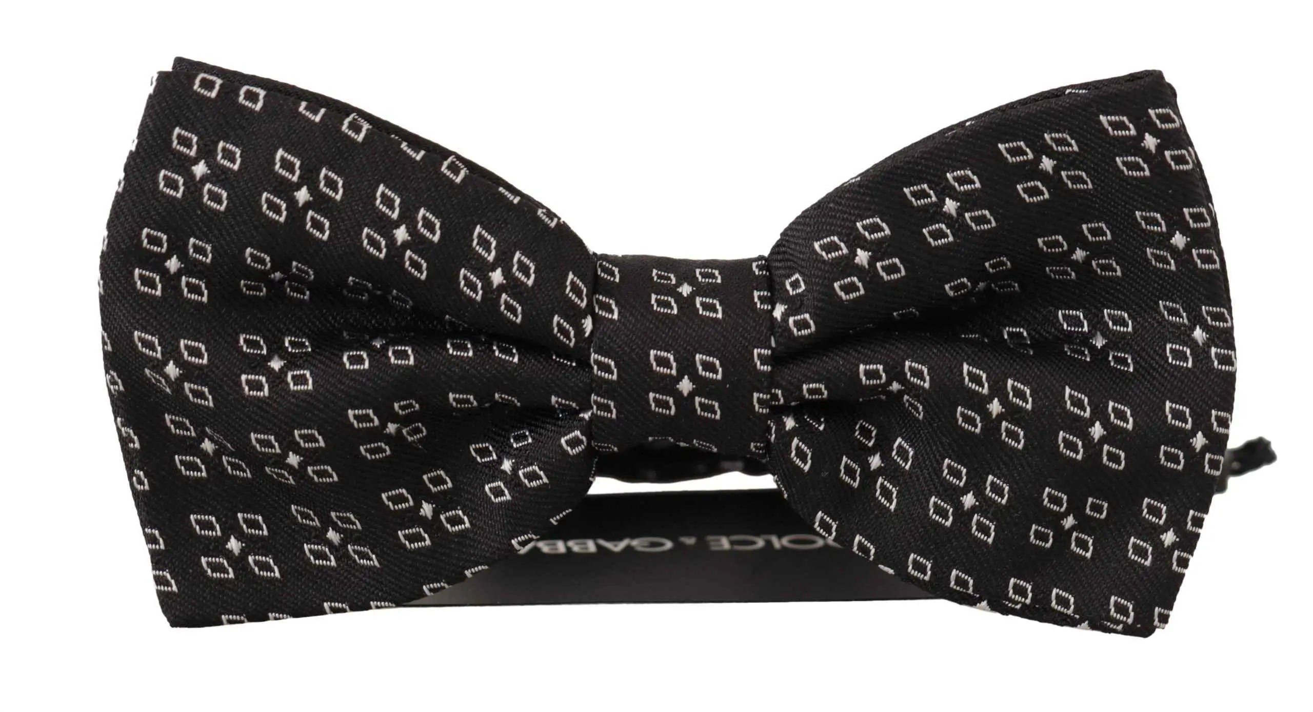 Dolce & gabbana noir cravate papillon en soie à motif géométrique subtil de diamants blancs et étoiles