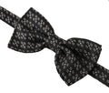 Noeud papillon dolce & gabbana noir avec motif géométrique blanc subtil en soie 100 pour cent