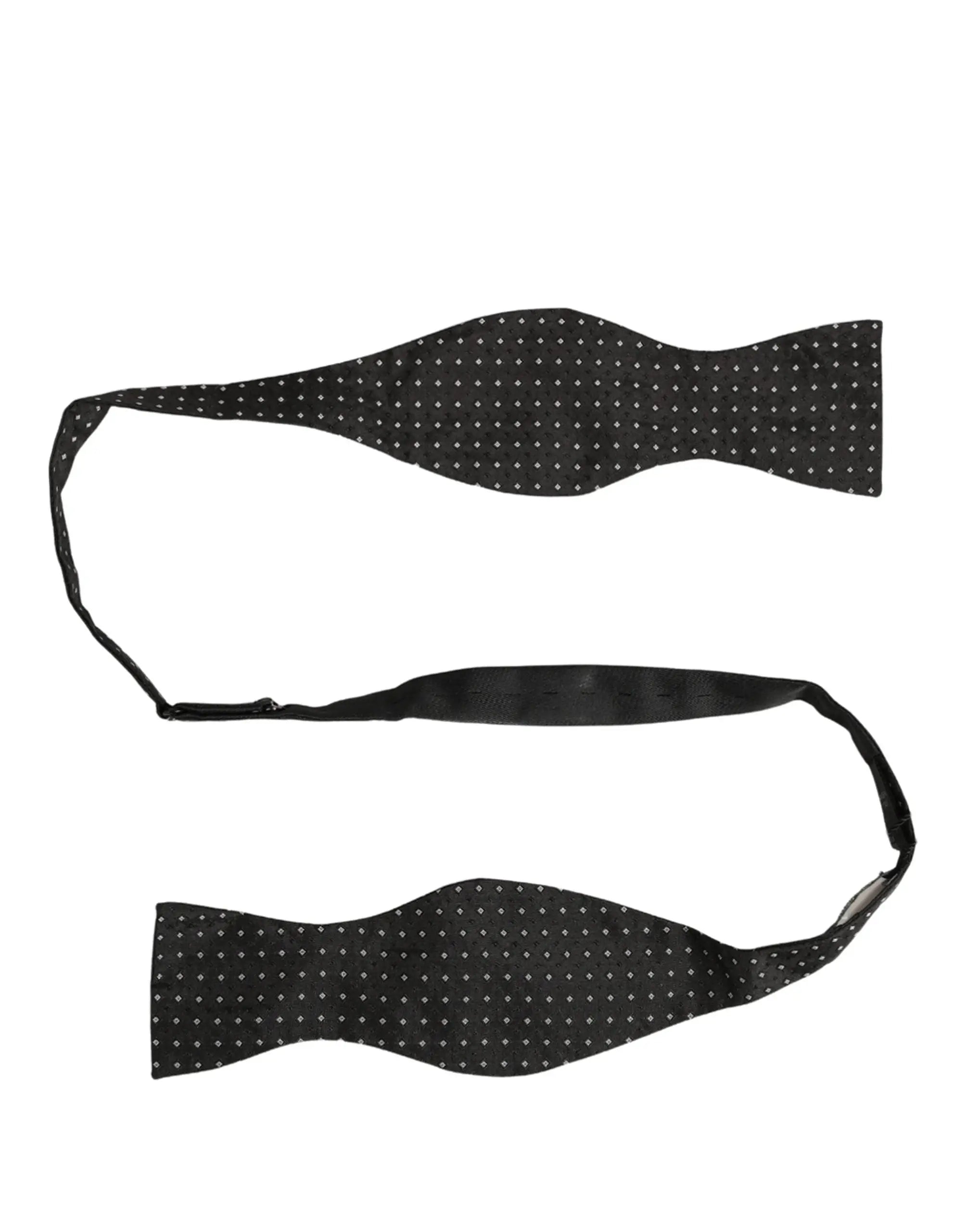 Noeud papillon dolce & gabbana gris foncé à pois blancs ajustable en tissu lisse et élégant