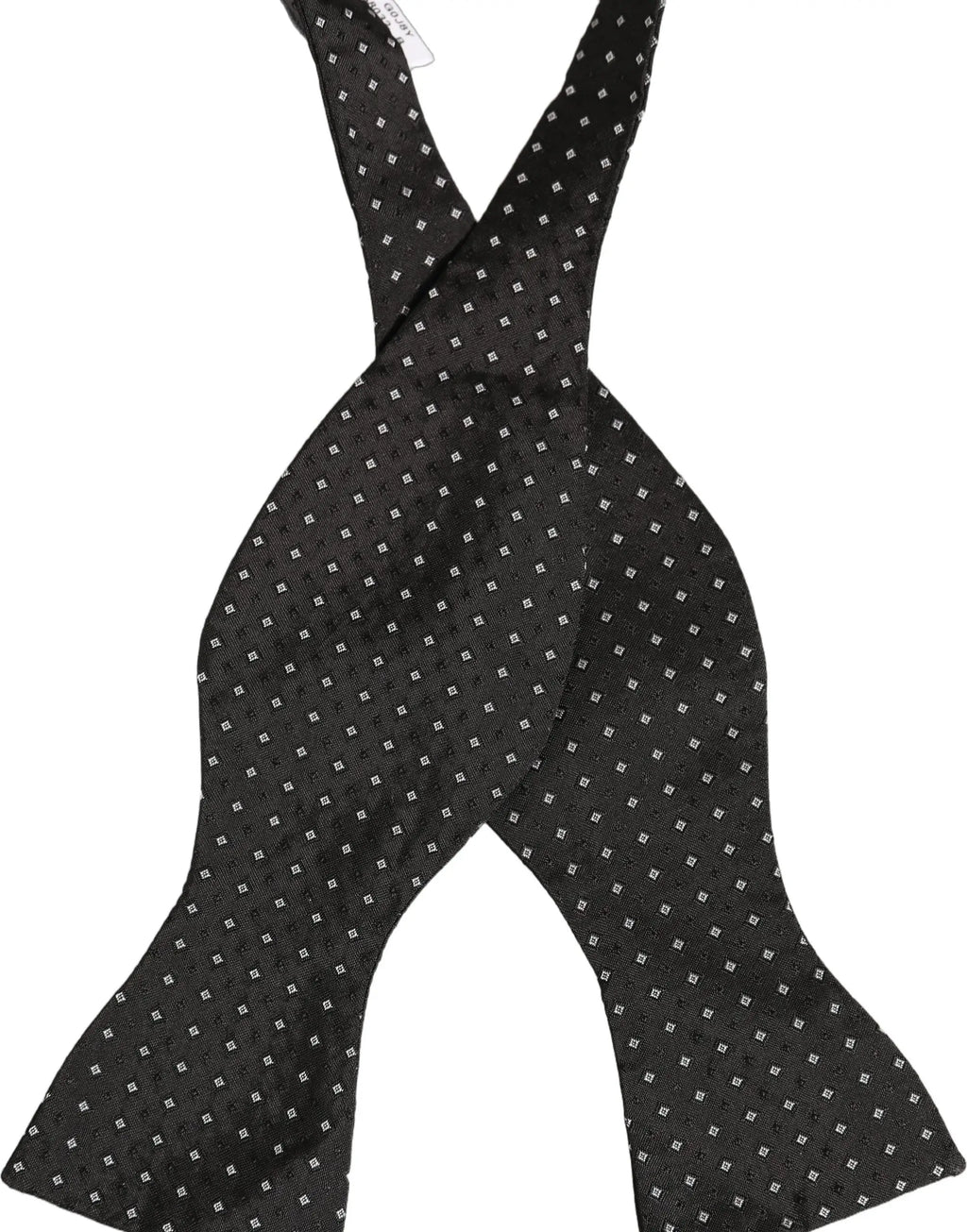 Noeud papillon dolce & gabbana en soie noire avec motif subtil de petits carrés blancs ajustable au cou