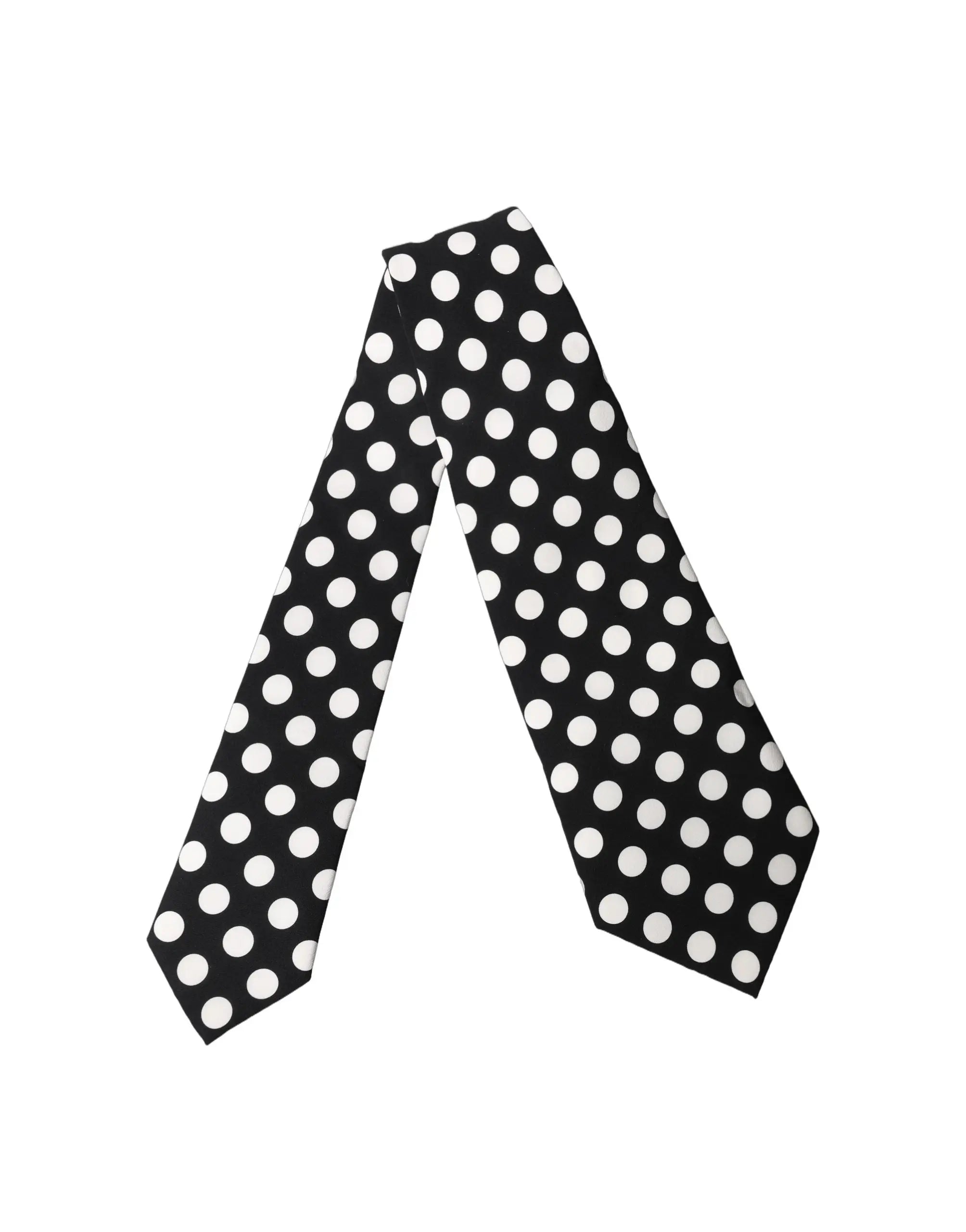 Dolce & gabbana foulard en soie noir à pois blancs ajustable pour femme en gris foncé et blanc