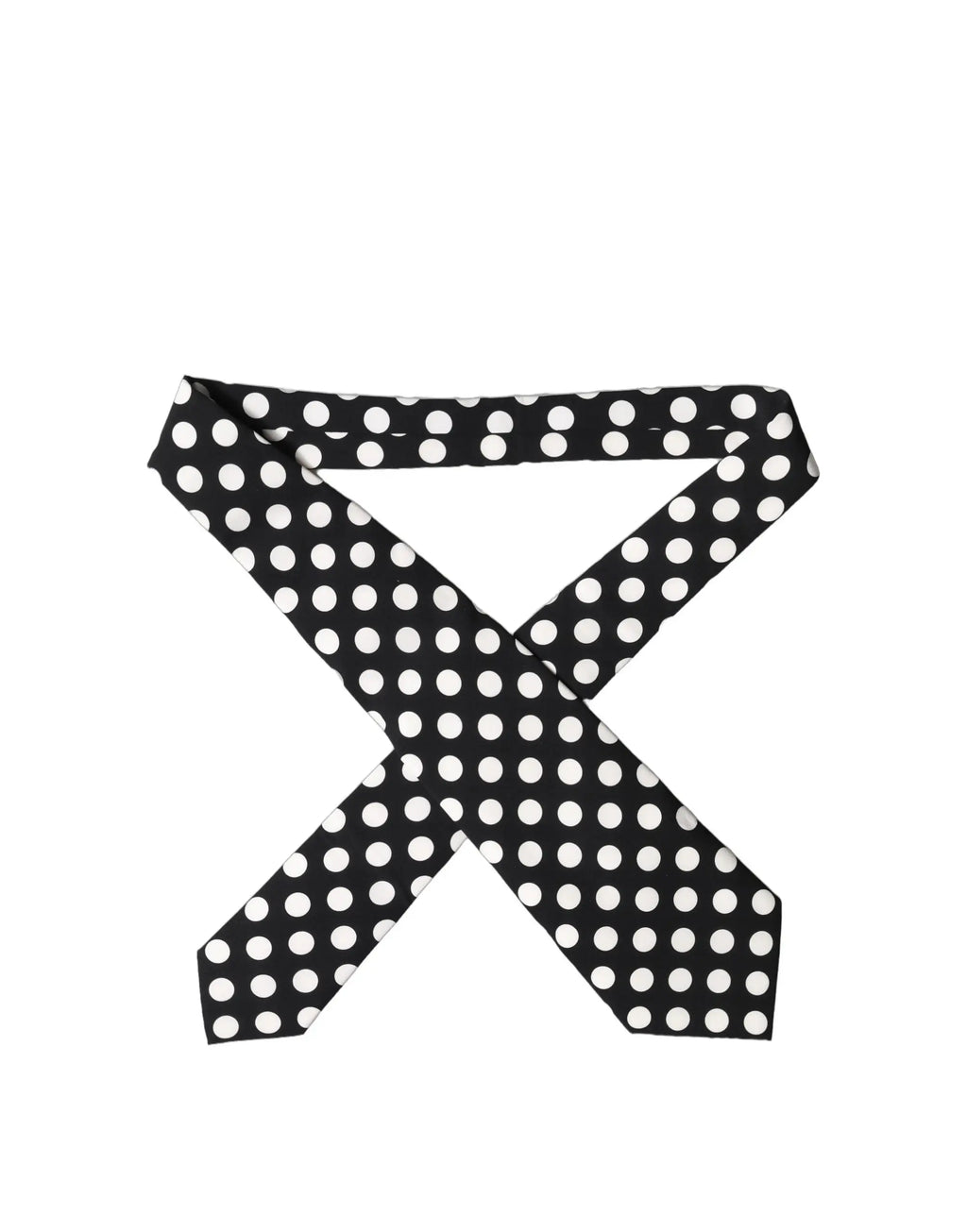 Écharpe en soie noire à pois blancs de dolce & gabbana, nouée en x, cravate réglable pour femme