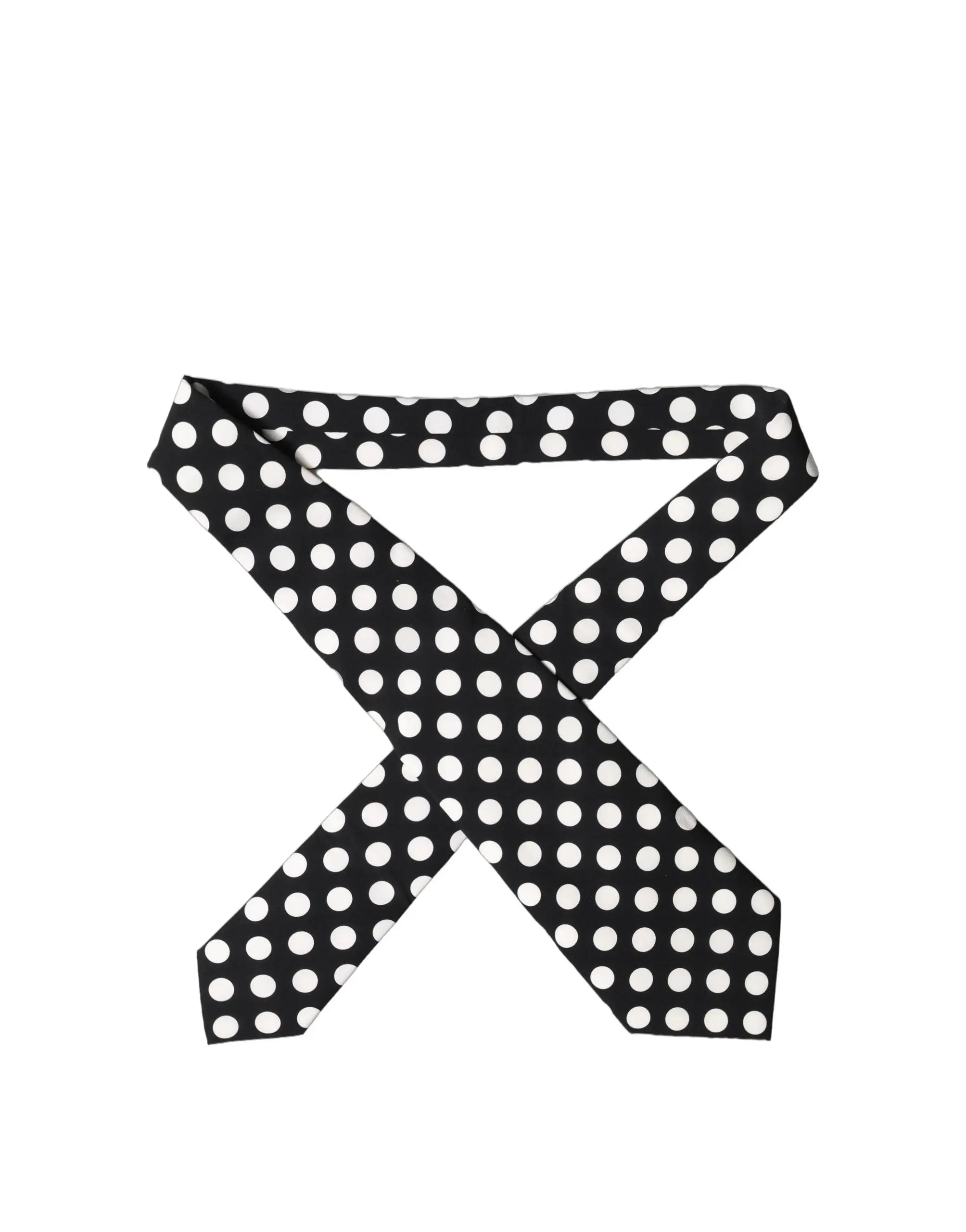Écharpe en soie noire à pois blancs stylée en forme de x dolce gabbana cravate ajustable pour femme gris foncé