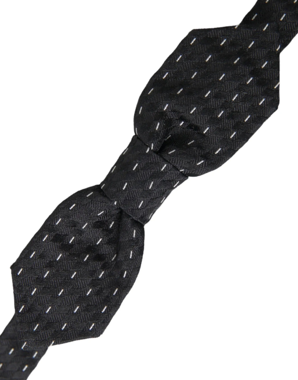 Noeud papillon homme dolce gabbana en soie gris foncé avec lignes blanches diagonales subtiles