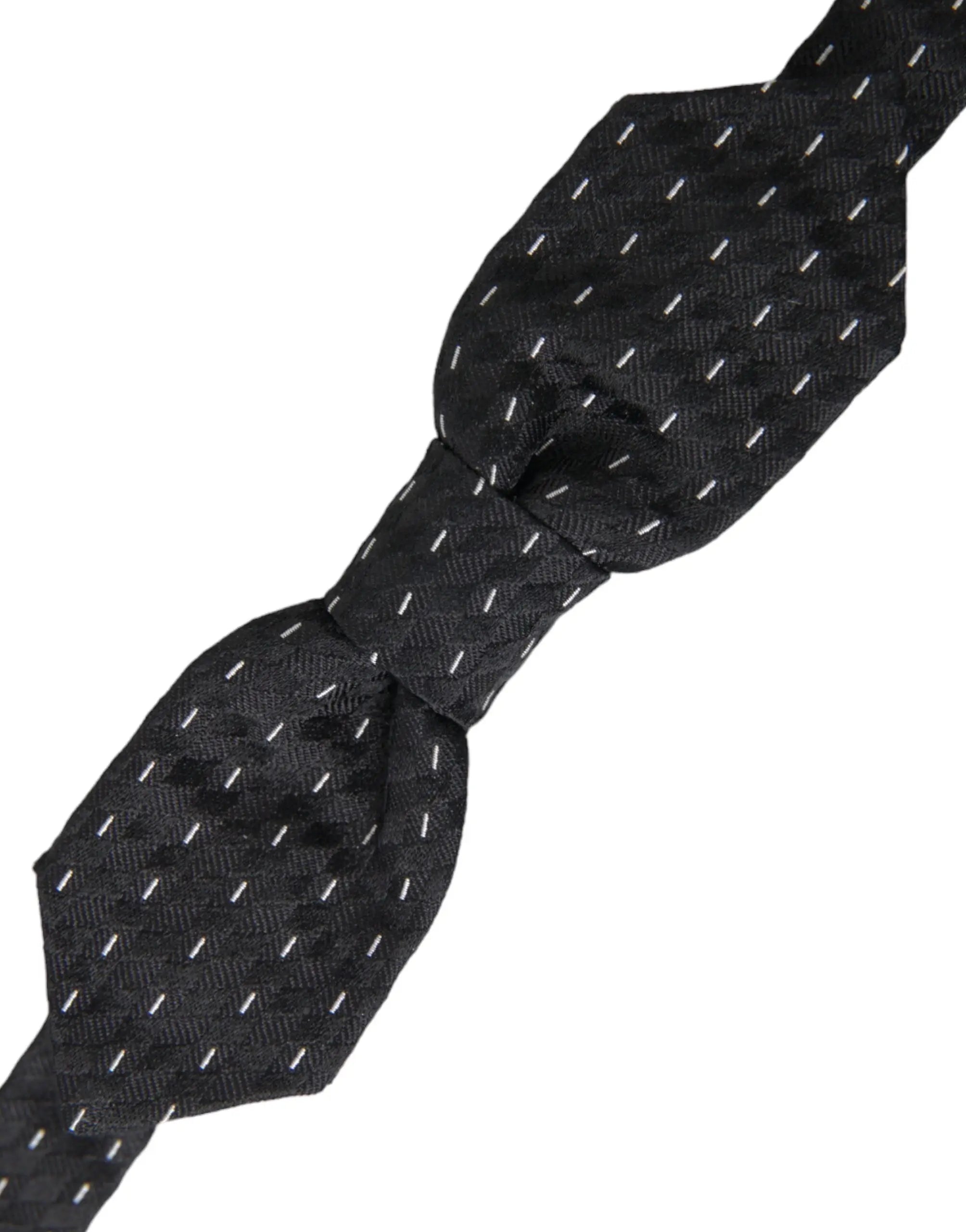 Noeud papillon homme dolce gabbana en soie gris foncé avec lignes blanches diagonales subtiles