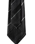 Cravate homme dolce gabbana en soie 100 pour cent gris foncé avec rayures blanches ajustable à motif texturé