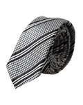 Cravate ajustable dolce & gabbana en soie gris foncé avec rayures blanches et motif pied-de-poule noir et blanc