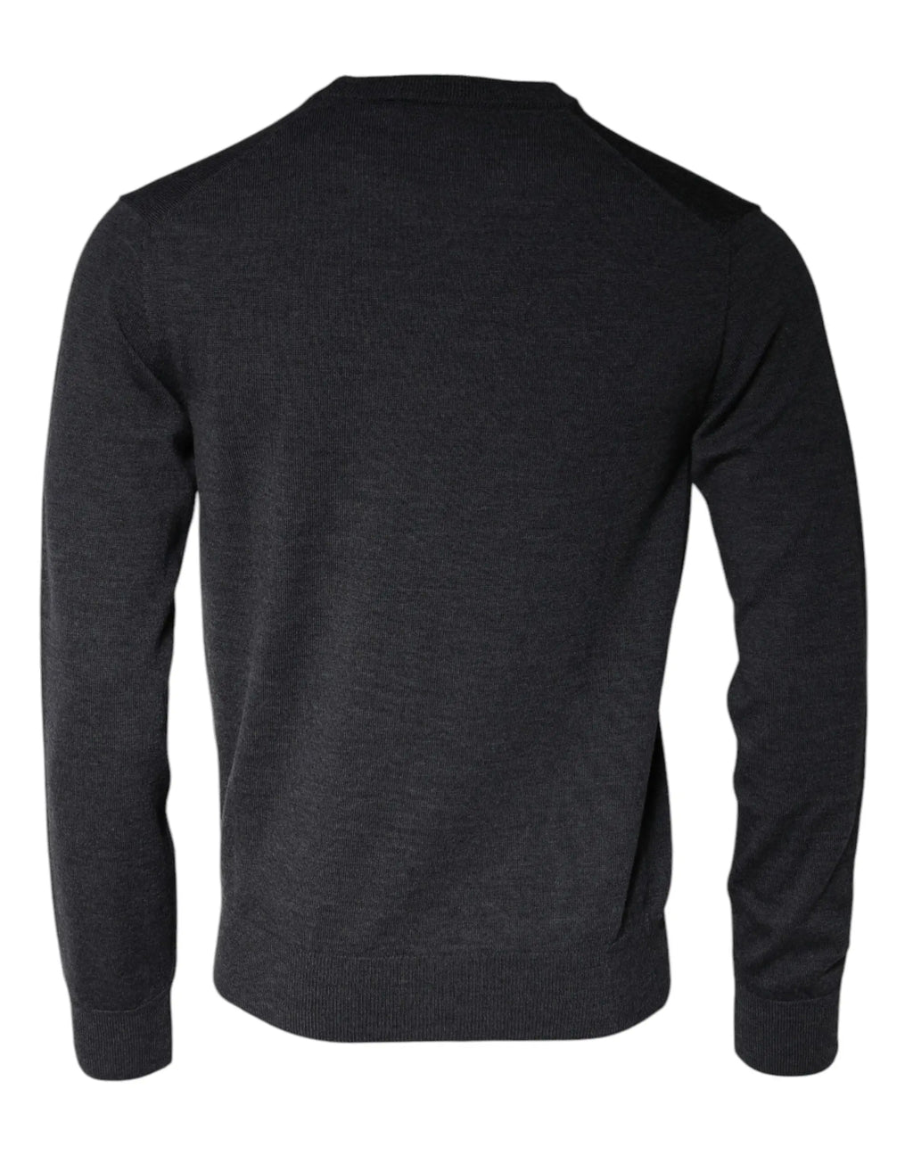 Dolce & gabbana pull en laine gris foncé à col rond avec maille douce et poignets côtelés